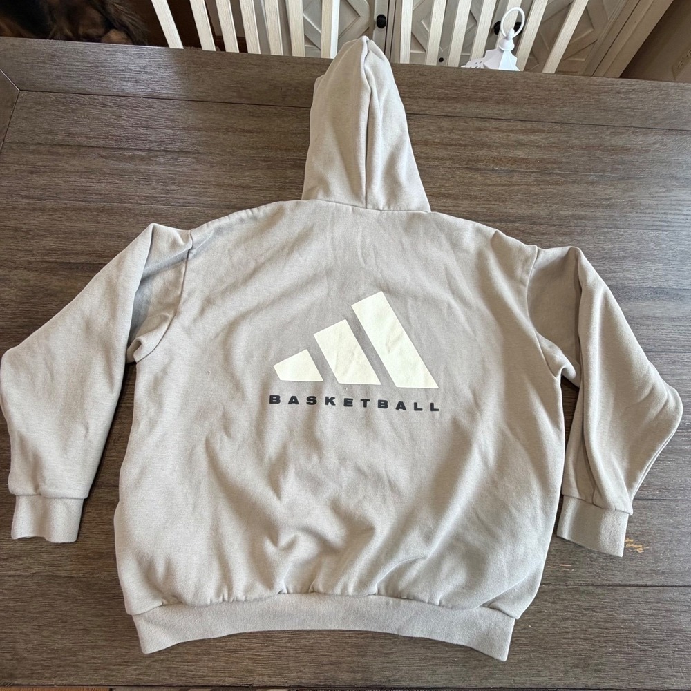 Adidas Origianls Basketball Fleece Hoodie Beige Tan Small Mens‎